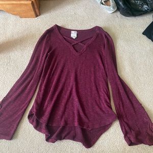 Blu Pepper - Maroon Bell Sleeve Blouse